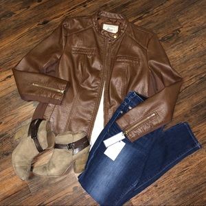 Bass Brown Faux Leather Jacket
